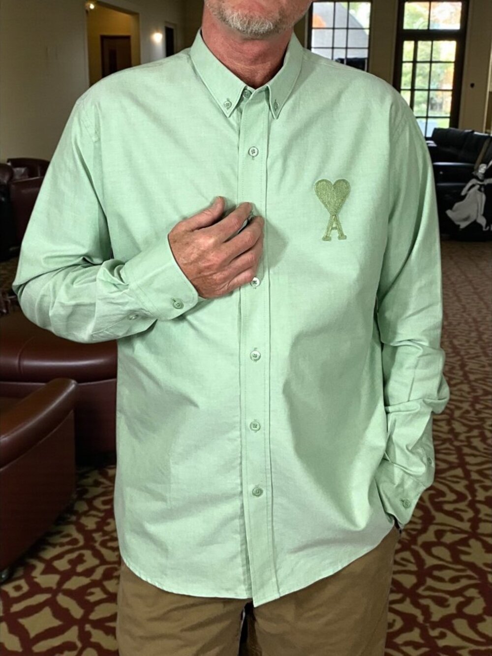 Ami Alexandre Mattiussi Tonal Shirt 42 US 16 Aqua Green Button Down